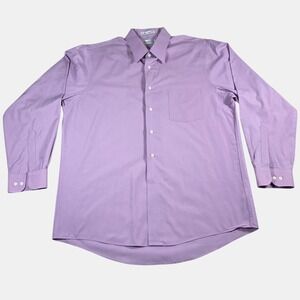 Van Heusen Poplin Dress Shirt Purple Wrinkle Free Pocket Men's 16.5 34/35 Large